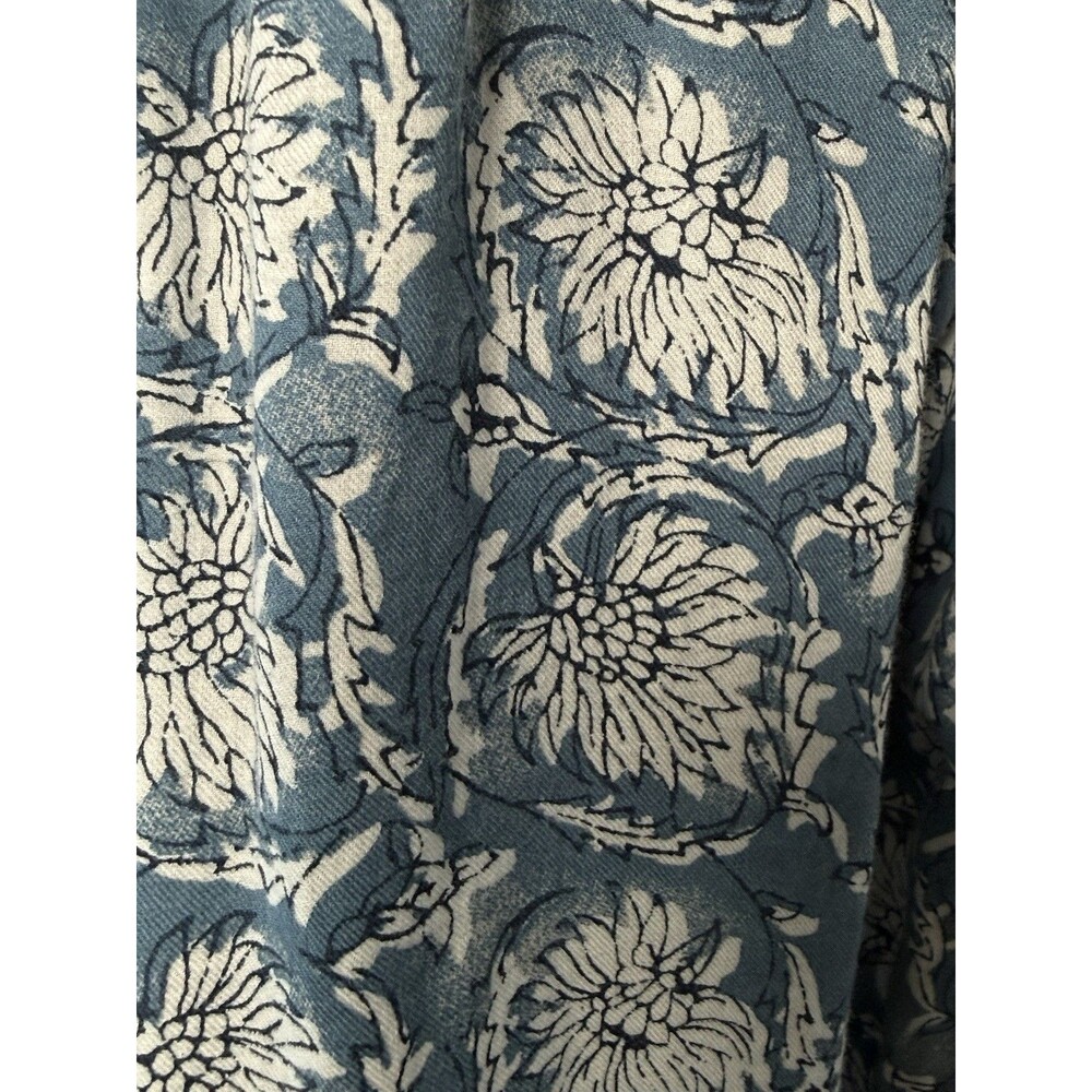 Old Navy Women's L Blue Floral Pleated Long Sleeve Button Down Tunic Boho Flowy - Picture 4 of 12